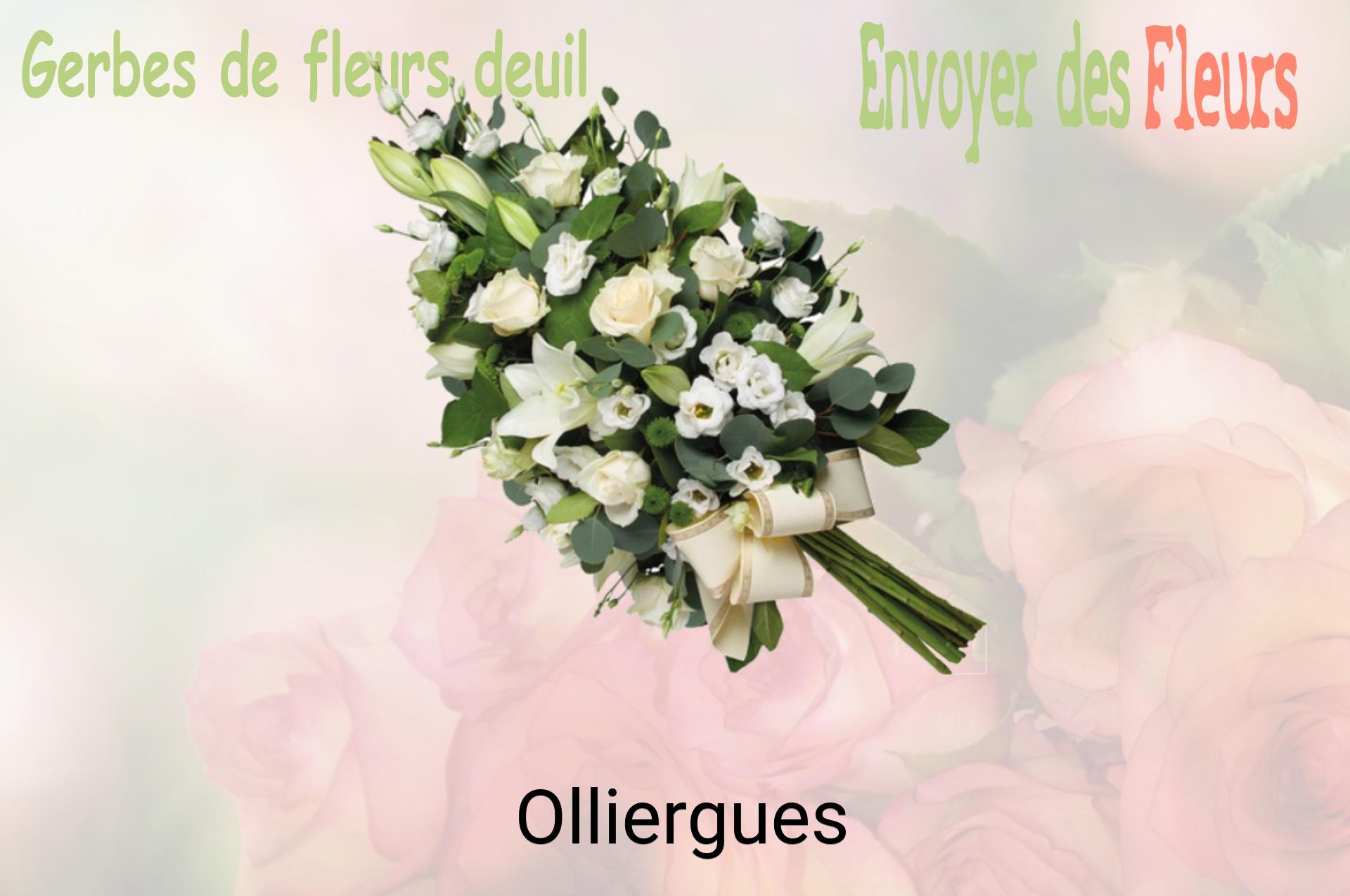 Gerbe de fleurs de deuil livrée à Olliergues